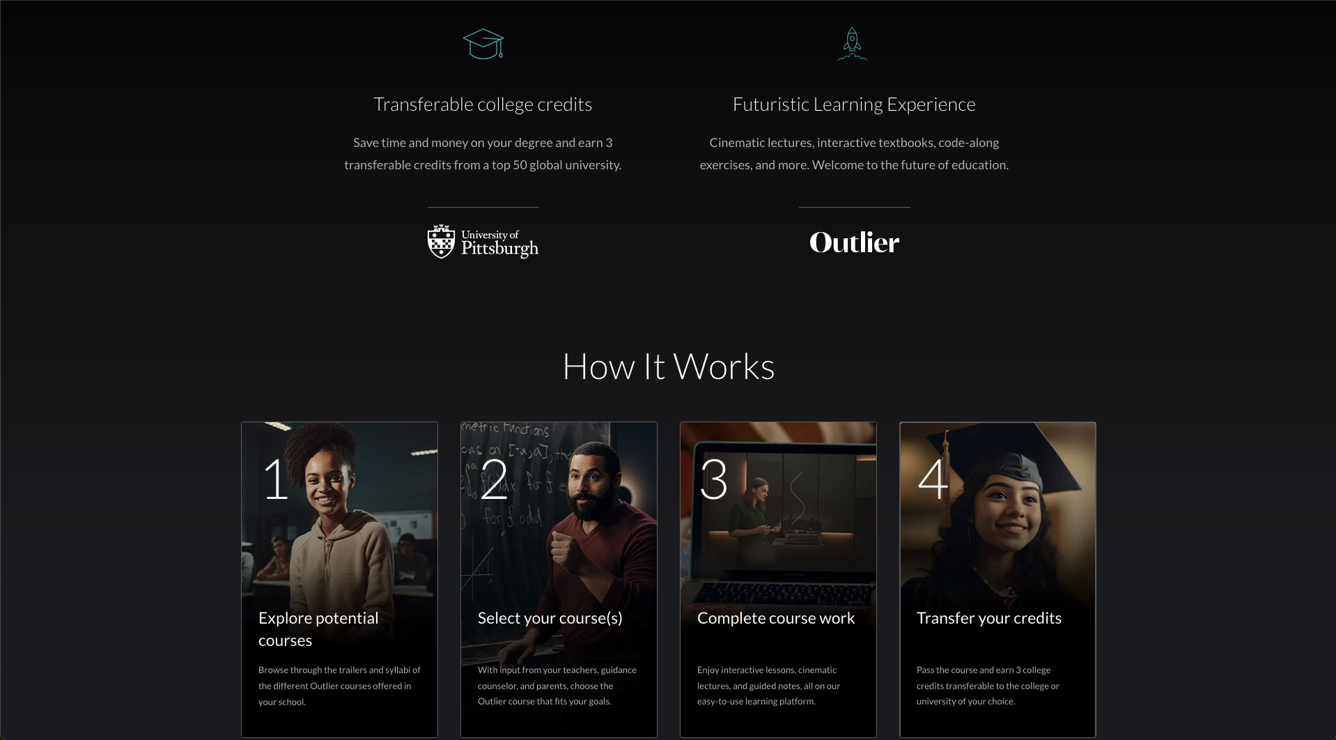 Outlier marketing landing site screenshot 2